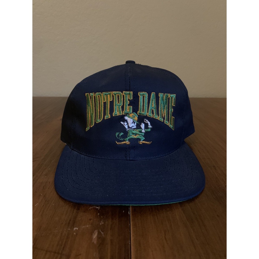 Vintage Notre Dame Fighting Irish Hat SnapBack Cap Made in USA 80s 90s Spellout